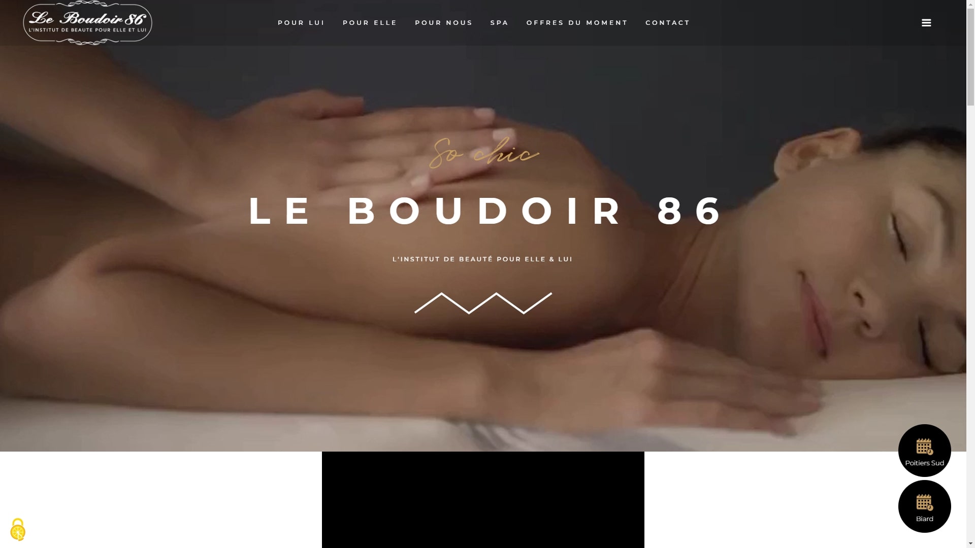 En-tête du site internet du salon d'esthétique Le Boudoir 86