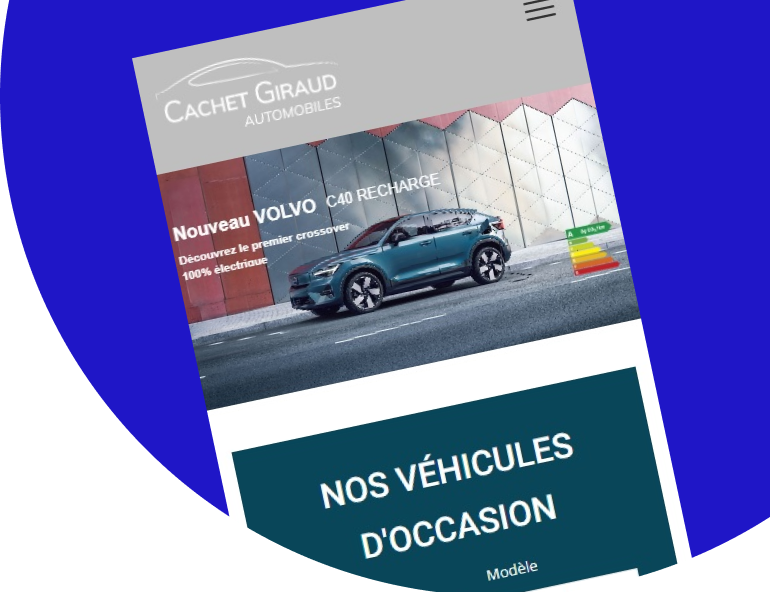 Format mobile du site internet de Cachet Giraud Automobiles