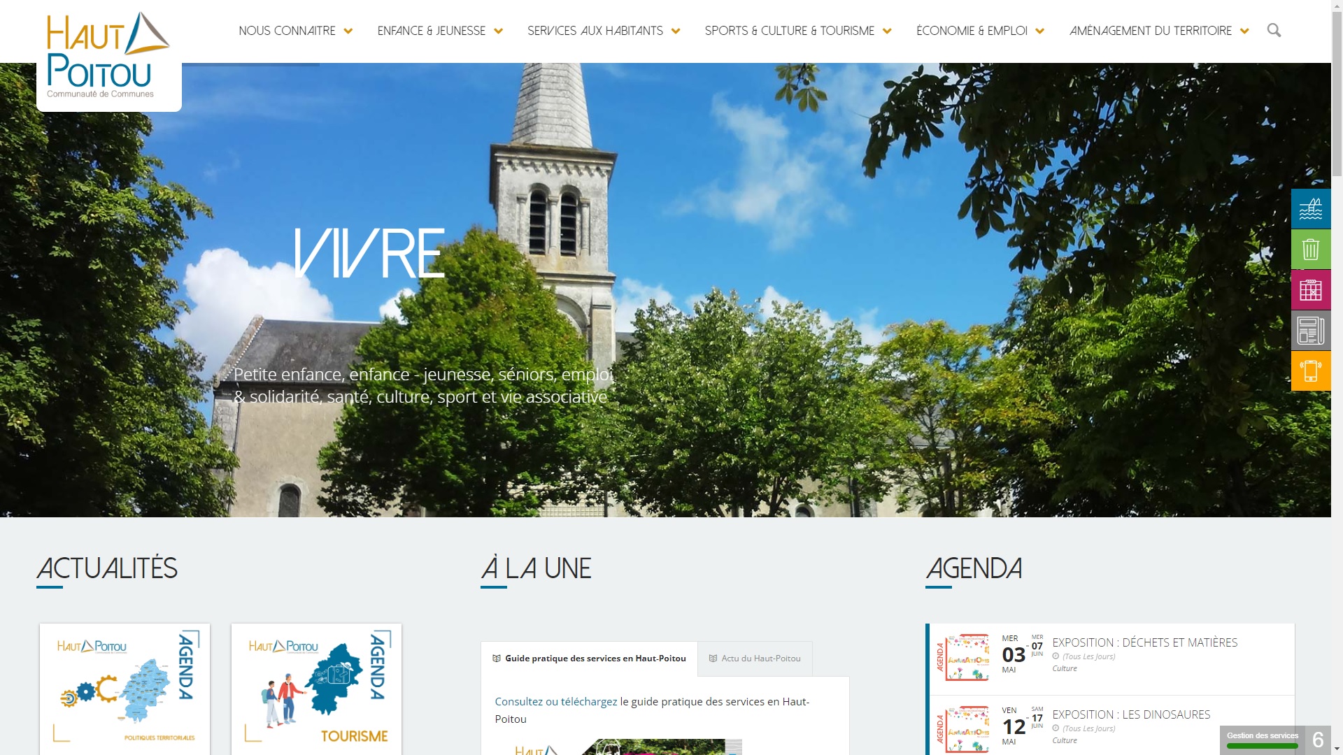 En tête du site internet de la Communauté de Communes du Haut-Poitou