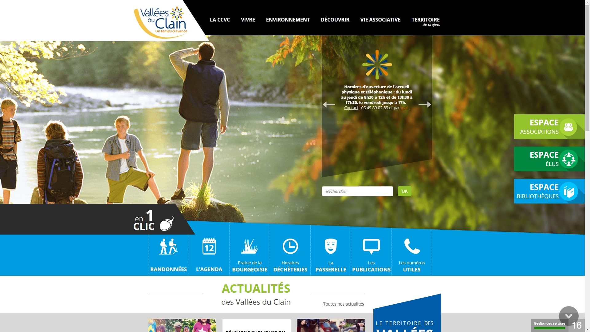 En-tête du site internet de la Communauté de communes des Vallées du Clain