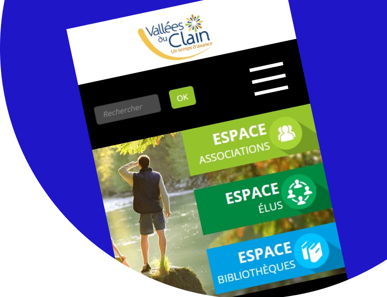 Format mobile du site internet de la communauté de communes des Vallées du Clain