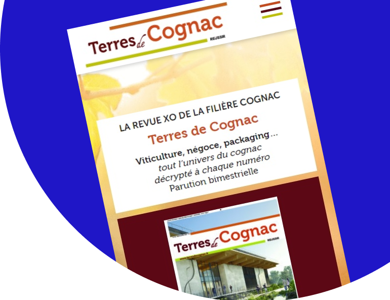 Format mobile du site internet du magazine Terres de Cognac