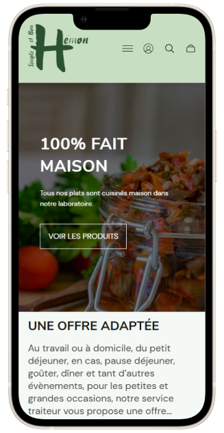 Mockup du site internet d'Hémon Traiteur version mobile
