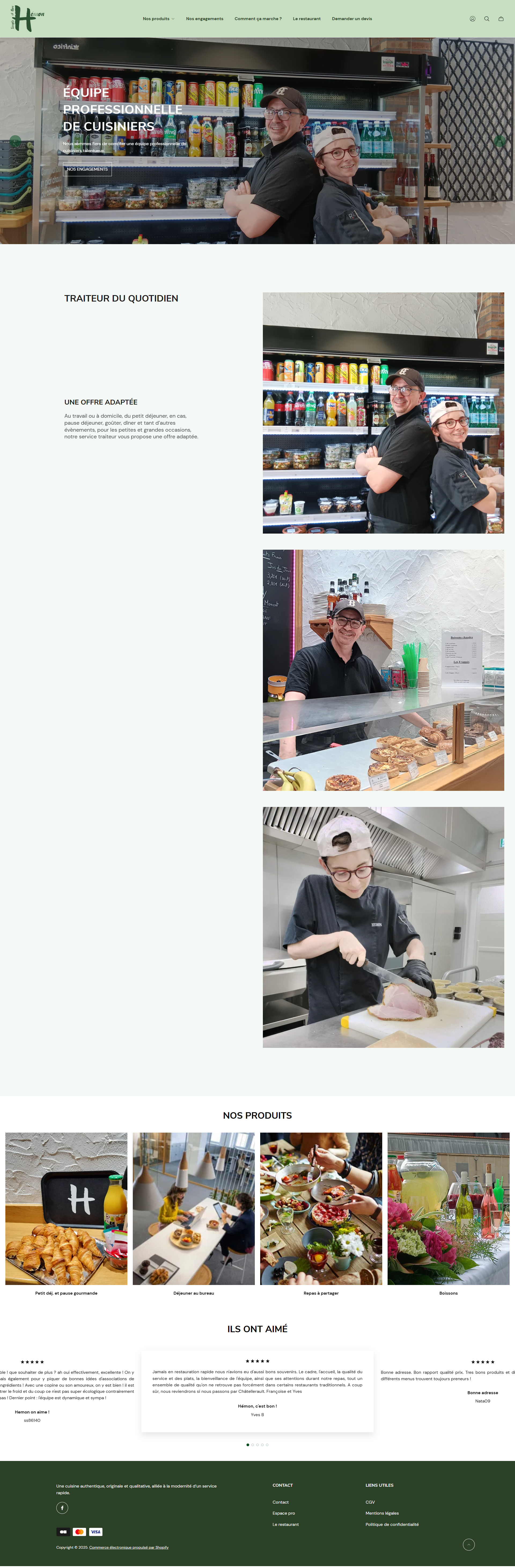 Homepage du site internet Hémon Traiteur