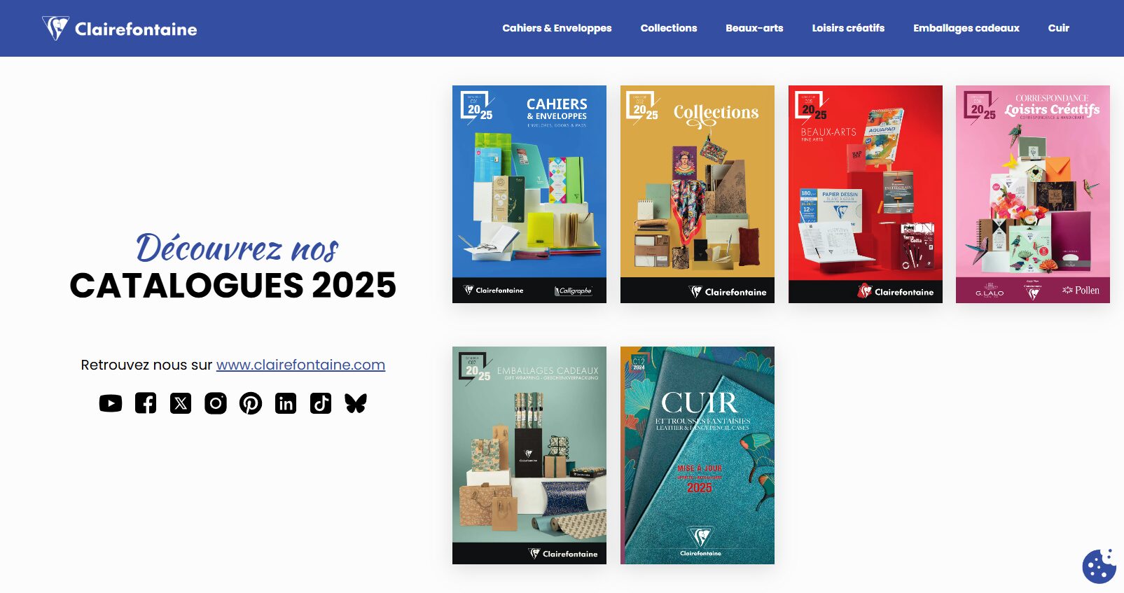 Homepage des catalogues interactifs Clairefontaine 2025